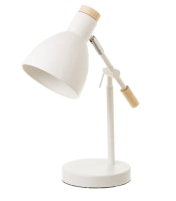 Lámpara de mesa para escritorio de metal y madera blanca