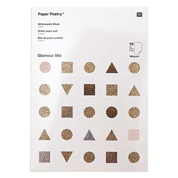 PAILLETTES - 10 feuilles de papier pailleté A4 doré et argenté