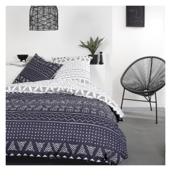 Mawira - Parure de lit zippée 2 personnes imprimé en Coton Blanc 260x240 cm