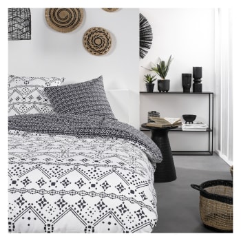 Mawira - Parure de lit zippée 2 personnes imprimé en Coton Blanc 240x220 cm