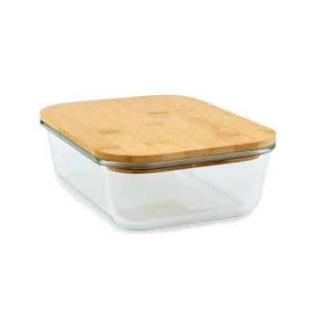Boîte alimentaire rectangulaire en verre et bambou 1,5L