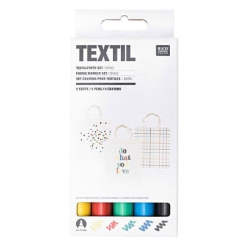 BASIC - 5 rotuladores para textil - colores primarios