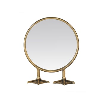 CANARD - Petit miroir rond sur pied de canard en métal noir D25