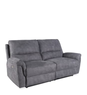 Canapé 2 places inclinable en tissu gris L 208 cm