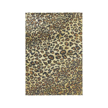 CYPHER LEOPARD - Tapis tissé plat léopard marron 200x290 cm