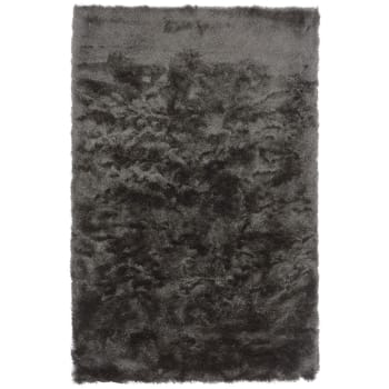 GOSSIP - Tapis shaggy doux en polyester gris anthracite 65x135 cm