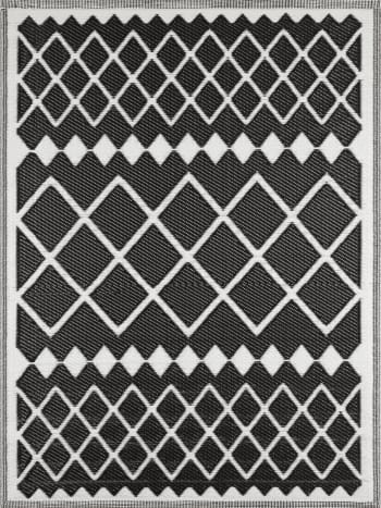 SCOOBI - Schwarzer Outdoor-Teppich mit geometrischem Muster 120x160