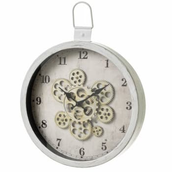ENGRENAGE - Reloj de engranajes industrial de metal de cristal  blanco