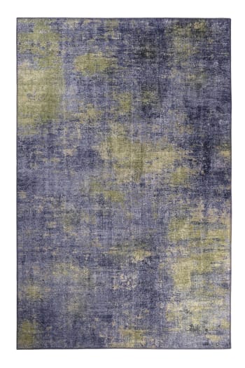 Hour - Tapis rayé vintage en polyester gris 120x170