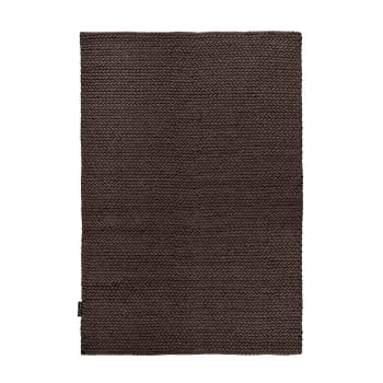 BORY - Tapis tressé main en laine marron 200x290 cm