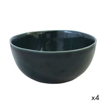 Set De 3 Bols En Céramique Vert 20x20x9 Cm