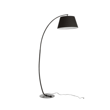 Lampadaire à arc salon courbée H190 cm métal lin noir