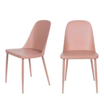 Pip - Lot de 2 chaises en résine et métal rose