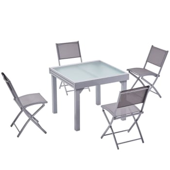 Molvina - Table de jardin extensible 8 places et 4 chaises