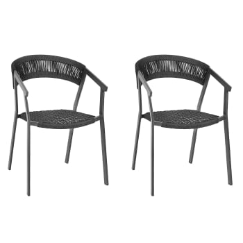 Wallis - Lot de 2 fauteuils en aluminium et cordelette noire