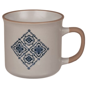CARREAUX - Tasse blanche en céramique motif carreaux