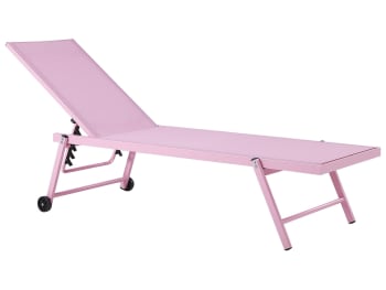 Portofino - Chaise longue en aluminium avec revêtement rose