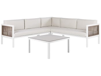 Borello - Set de salon 4 personnes en aluminium blanc