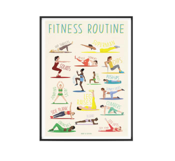 FÊTE DES MÈRES - Affiche Fitness - Exercices Routine Fitness - 40 x 60 cm