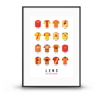 LENS - Affiche Football - Lens Maillots Historiques 40 x 60 cm