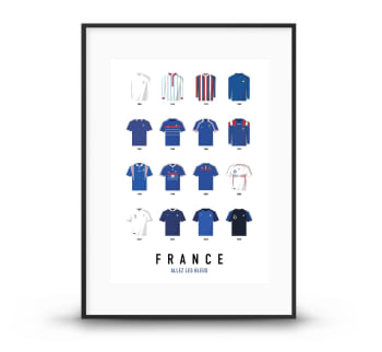 FRANCE - Affiche Football - France Maillots Historiques - 40 x 60 cm