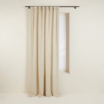 Tenda con passanti in garza di cotone riciclato e lino intessuti beige  130x300 cm al pezzo ALVILA