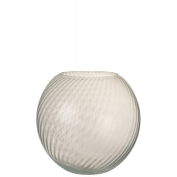 CANNELÉ - Vase rond cannelé verre blanc H25cm