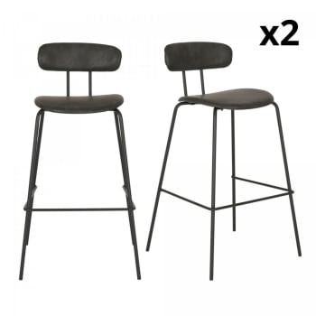 Milo - Lot de 2 chaises de bar en simili gris