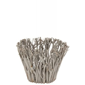 BRANCHES - Bougeoir branches avec verre bois gris H30cm