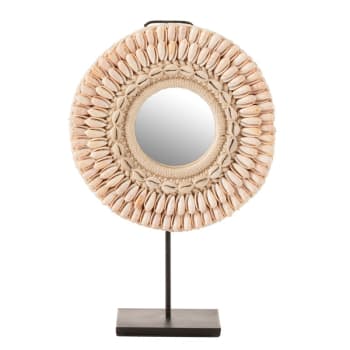 MONA - Miroir sur pied coquillages rose clair H41,5cm