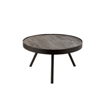 FIEN - Table basse bois de manguier et fer brun foncé D60