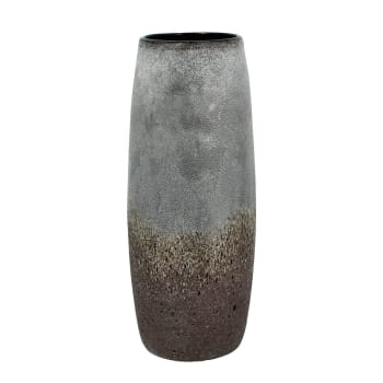 Terea - Vase gris et taupe en verre h35cm