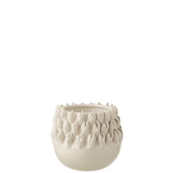 Cache-pot en céramique blanc et beige D19cm H17cm