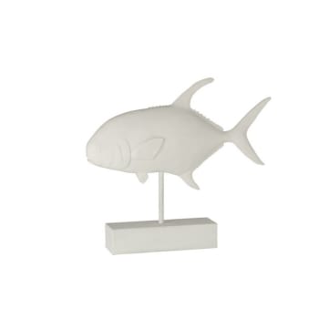 POISSON - Poisson sur pied résine blanc H43,5cm