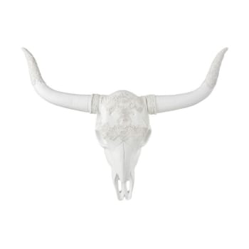 BUFFLE - Crâne buffle suspendu résine blanc H46,5cm