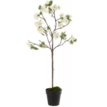 FLEURS - Arbre en fleurs plastique blanc/marron H88cm