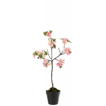 FLEURS - Arbre en fleurs plastique rose/marron H50cm