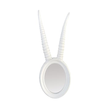 Miroir ovale cornes gazelle blanc 17x48cm