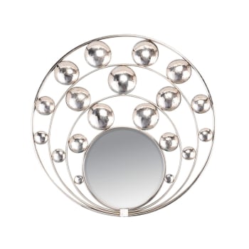 ATOME - Miroir rond asymétrique métal argenté 89x89cm