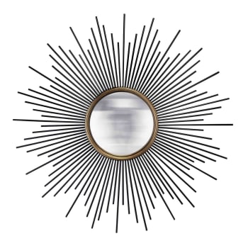 MIROIR SOLEIL CONVEXE - Miroir rond convexe soleil métal 93x93cm