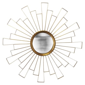 MIROIR SOLEIL CONVEXE 90 CM - Miroir soleil convexe abstrait doré 90cm