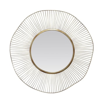 Miroir design rond en métal doré 75cm