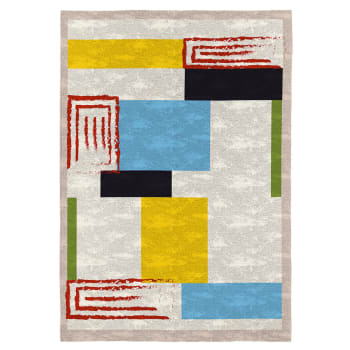 KINIMA - Tapis décoratif en coton imprimé design moderne multicolore 80x150 cm