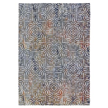 LLESCAS - Tapis décoratif en coton imprimé motifs arabesques 160x230 cm