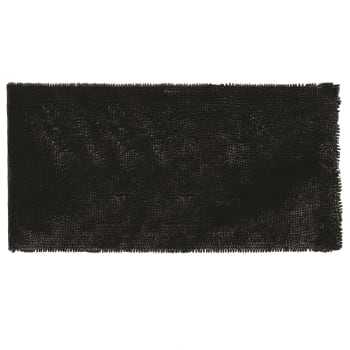 Shiny - Tapis de bain en polyester uni noir argenté 60x120cm