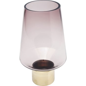 Noble ring - Vase en verre violet et acier doré H26