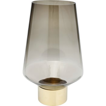 Noble - Vase en verre marron et acier doré H40