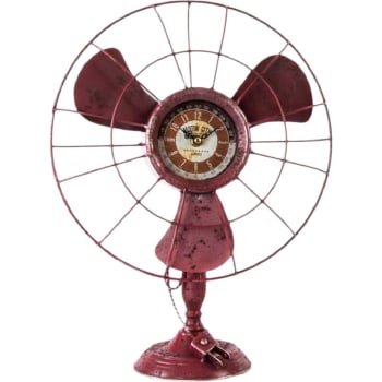 VENTILATEUR - Pendule métal rouge en forme de vieux ventilateur