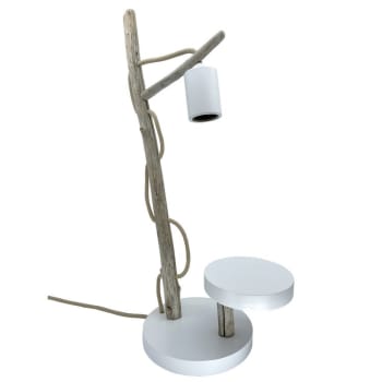 KALT - Lampe à poser en bois recyclé blanc