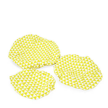 Lot de 3 couvre-bols réutilisables en coton bio non-ciré "géometrique"